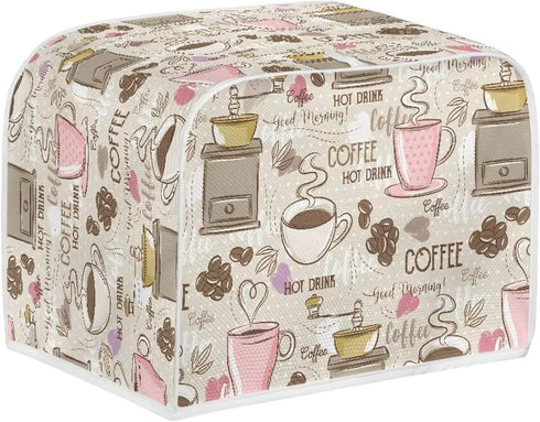 Talayituse Coffee Theme 4 Slice Toaster Covers Dust Protection for Bread Maker, Washable Appliance Cover