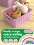 WYT 6-Pack Plastic Small Shelf Storage Weave Baskets for Organizing Cabinets and Pantries, Lavender Purple