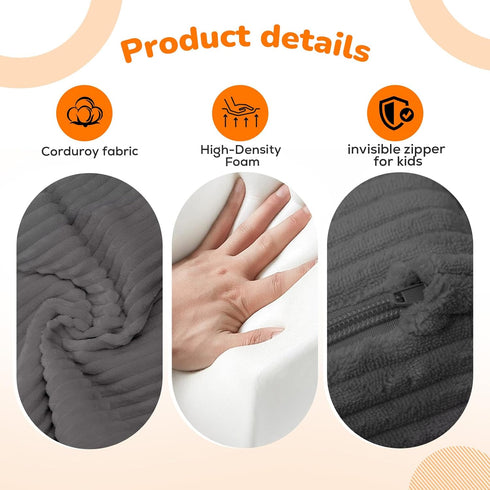 1-3 2-in-1 MeMoreCool Toddler Chair Comfy for Years Old, Corduroy Kids Couch Bed Fold Out, Foldable Baby Lounge Chair