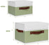 ANMINY Washable Storage Boxes with Lids, Decorative Storage Bins Basket with PU Leather Handle, Foldable Linen Fabric