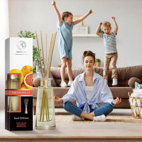 Reed Diffuser Grapefruit 3.4 Fl Oz | Aromatherapy Air Freshener with Grapefruit Essential Oil for Home Fragrance