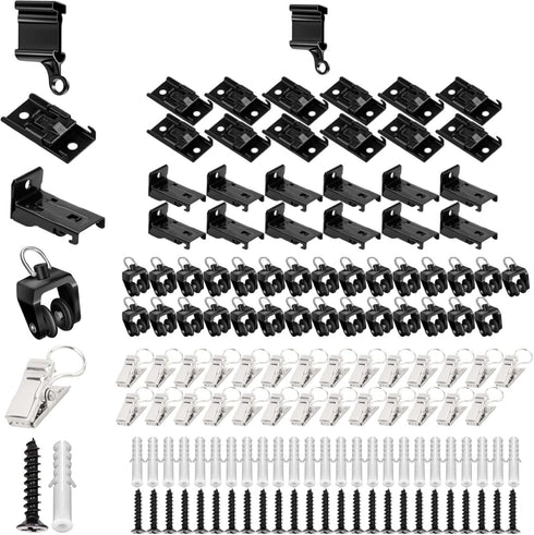 KOLAKO Accessories Kits for Flexible Bendable Ceiling Curtain Track - 12 Feet Curtain Track Rollers, Stainless Steel