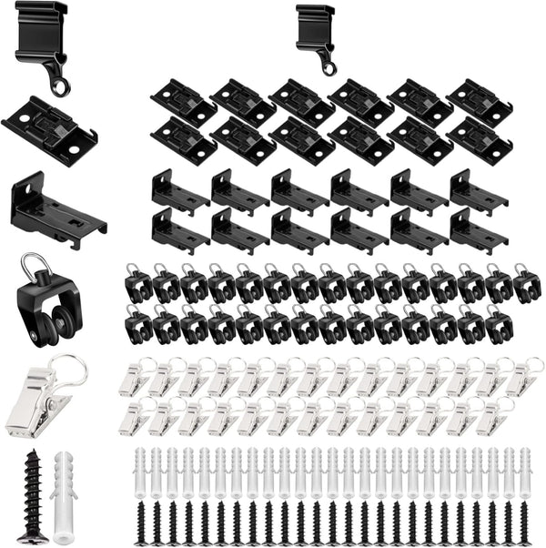 KOLAKO Accessories Kits for Flexible Bendable Ceiling Curtain Track - 12 Feet Curtain Track Rollers, Stainless Steel