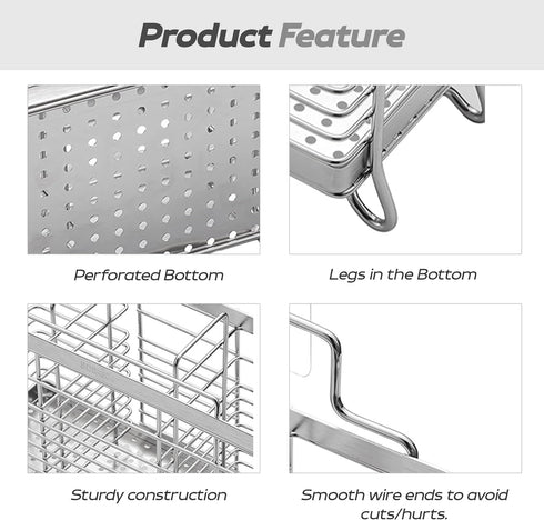 KESOL Utensil Holder with 3 Divided Compartments, Rust Proof Drying Rack Basket