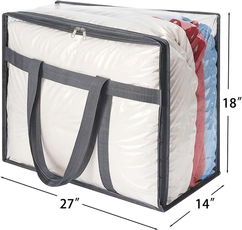 Mr Hsiung 3 PACK Clear Clothes Storage Bags with Sturdy Zippers for Comforters, Blankets, Bedding, Pillows