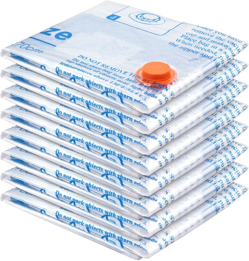 Vacuum Storage Bags, 8 Medium Space Saver Sealer Bags for Clothes, Pillows, Comforters, Bedding