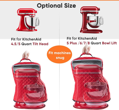 BAGSPRITE Stand Mixer Cover with Appliance Sliders Compatible with KitchenAid Mixer 6/7/8 Quart with Pockets for Kitchen Aid Accessories and Attachments