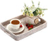 Hipiwe Rattan Serving Tray with Handles Handwoven Basket Tray for Storage Breakfast Dessert Fruit Decorative Tray