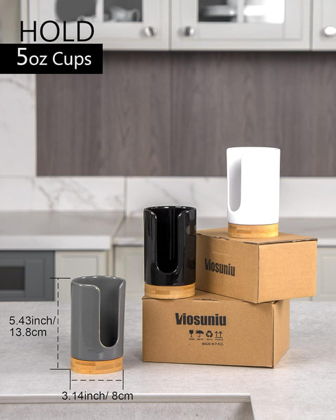 Ceramic Bathroom Cups Dispenser, 3-5 oz Disposable Paper & Plastic Holder for Countertop