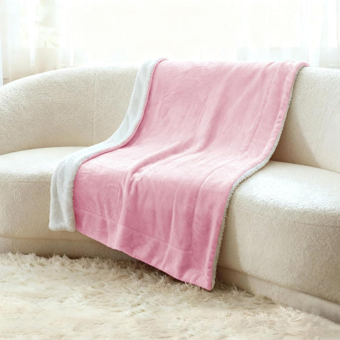 60 70 inches, Genteele Sherpa Throw Blanket Super Soft Reversible Ultra Luxurious Plush Blanket, x Pink/White