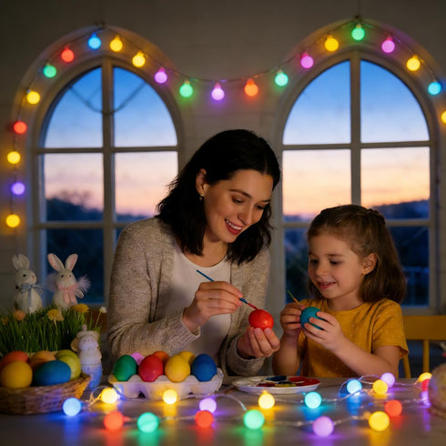 PJT 200 66ft 8 LED Easter String Lights, Plug in Pastel String Lights with Remote, Modes & Connectable, Easter Tree