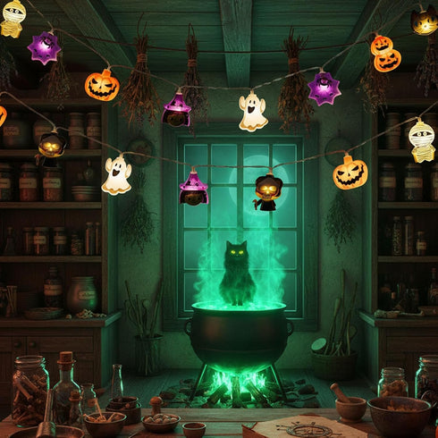 Gooyule 4.9Ft 10 2 2026 Halloween String Lights, LED Fall Fairy Lights Skull String Lights Halloween Decor Autumn Light