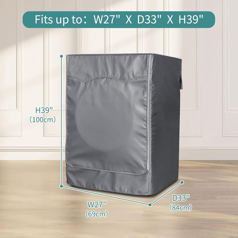 2-Pack Washer Dryer Cover, Waterproof Dustproof Cover for Front-Loading Machines, W27 D33 H39 inch (Gray)