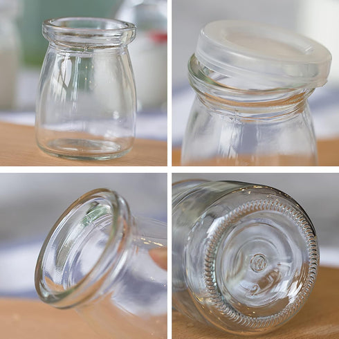 5.3oz 7 OZ Pack-of-4Pcs (5.3, 8, MGJS5-7) Thymart / Mini Glass Jar with Lid for Pudding, Yogurt, Caviar, Herb, Jelly