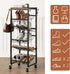 6 6-12 Closet Tier Rotating Shoe Rack Tower with Wheels, Wooden Shoe Storage Organizer with Hooks, Sturdy Metal Narrow