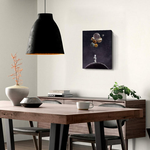 ARTZON Inspirational Wall Art Canvas Print, Astronaut Holding Planet Framed Artwork for Bedroom & Office, 12x16inch