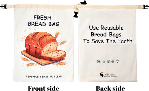 2 Pack, 17"x13" Extra Large Reusable Bread Bags for Homemade Bread - Washable & Freezer Safe Sourdough Storage, Double