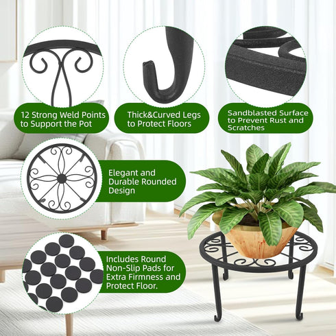 6 Pack Outdoor Plant Stand, Heavy Duty Metal Plant Stand, Flower Pot Stand Indoor Outdoor , Rust Proof Iron Planter