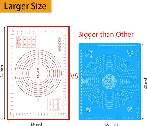 Silicone Baking Mat, Non Stick Rolling Dough with Measurements for Pie Pizza Cookies