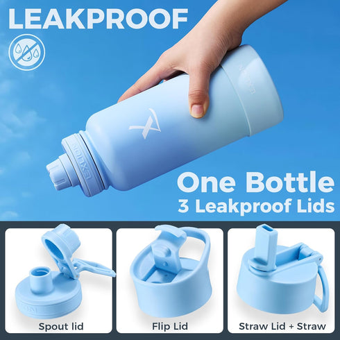 32 Oz 3 Lexlion Tea Infuser Water Bottle Triple Wall Insulated Stainless Steel, Loose Leaf & Fruit Strainer, Leakproof