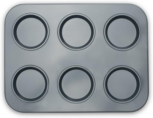 Fox Run Non-Stick Baking Pan, 6 Cup Large Muffin Top, Metallic