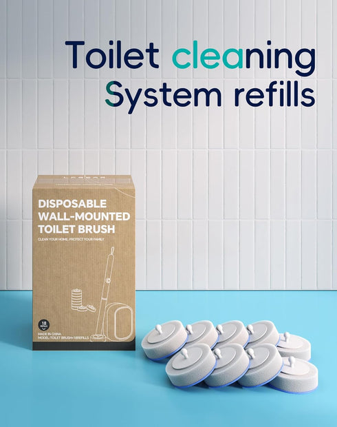 48 (2 Brush+48 Disposable Toilet Cleaning System - Toilet Wand Kit with High-Performance Refills, Wall Mounted Brush
