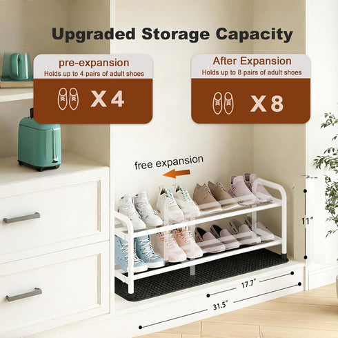 2-Tier Closet KANAV Expandable Shoe Rack, Heavy Duty Adjustable Metal Shoe Organizer for & Entryway, Freestanding