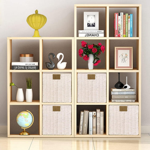 Vagusicc Wicker Storage Basket, Set of 2 Foldable Cube Storage Bins, 11 Inch Square (White)