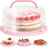 Ohuhu Cake Carrier, BPA-Free Storage Container, Portable Round Cake Stand with Lid and 2 Handles for 10 inch Cake