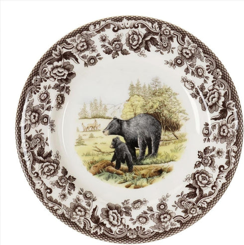 Woodland Salad Plate, Spode, Black Bear, 8”, American Wildlife Collection, Made in England