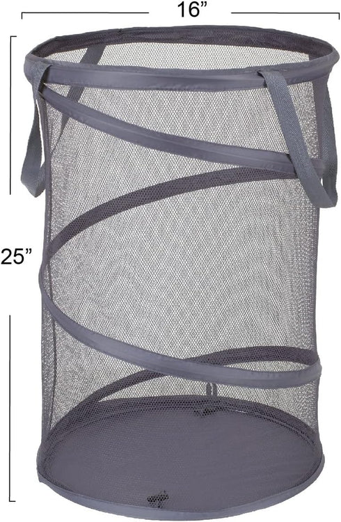 Household Essentials 2027-1 Pop-Up Collapsible Mesh Laundry Hamper in Charcoal