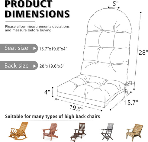 High Back Adirondack Chair Cushions | Weather-Resistant Tufted Seat Pads