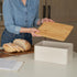 Beautiful Bread Box with Wooden Lid for Kitchen Countertop, Spacious Container for Homemade Bread, Muffins, Bagels
