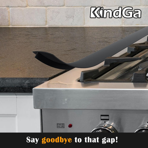 Kindga Silicone Stove Counter Gap Cover 21", Easy Clean Gap Filler for Kitchen Counter, Appliances, Set of 2 (Black)
