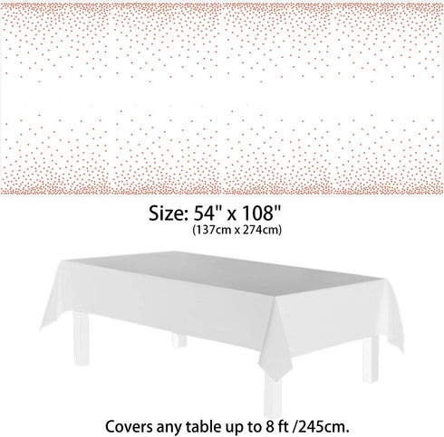 4 Pack Plastic Tablecloths for Rectangle Tables - Waterproof Disposable Party Table Covers with Rose Gold Dot