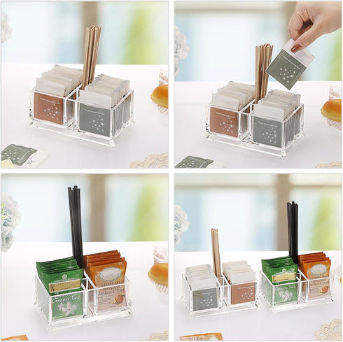 ELLDOO Packet Packet Countertop Sugar Holder, Acrylic Sugar Bowl for Restaurant, Tea Bag Organizer, Coffee Stirrers