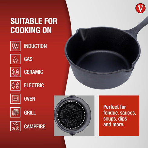 Victoria Cast Iron Saucepan, 2QT Melting Pot, Made in Colombia