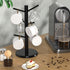Wisuce Black Coffee Mug Tree, Thick Bamboo Mug Holder with 8 Hooks for Countertop Coffee Mug Rack Organizer