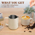 Milk Frothing Pitcher, 20oz Stainless Steel Cup with Clear Scale, Cappuccino Accessories for Barista Coffee Bar