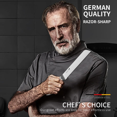 8 Inch, (8 inch) MAD SHARK Bread Knife Razor Sharp Blade from German Molybdenum-vanadium Steel, Professional Serrated