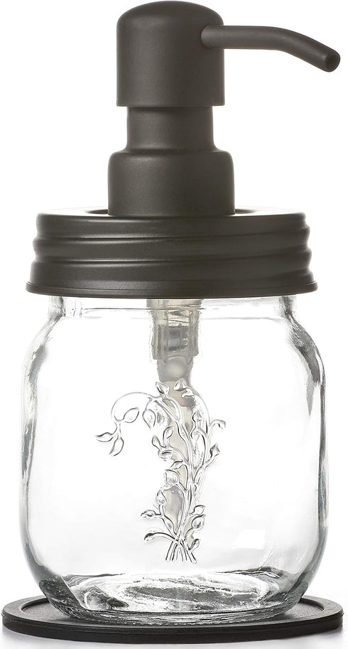 12oz 2pk 12oz) Black Mason Jar Soap and/or Lotion Dispensers for Hand Sanitizer, Liquid Soap or Hand/Body Lotion