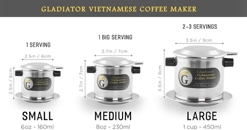 Vietnamese Coffee Maker Filter Set, French Press Style, Portable Reusable Coffee Press, Large 15oz