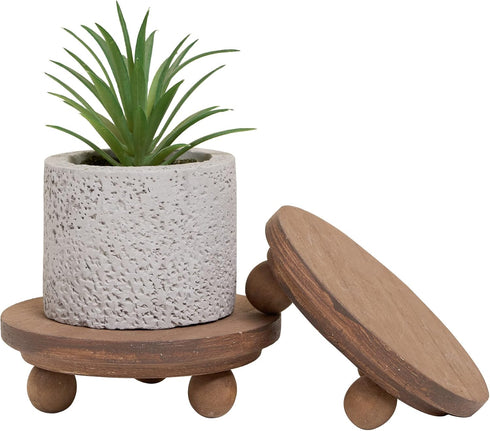 Defined Deco Mini Wood Risers for Display, Small 5"Round Rustic Pedestal Display
