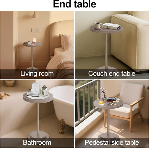 OMTIVORLEX Drink Table, Small Pedestal Side Tables for Small Spaces, Wood Round Martini Table for Outdoor, Living Room