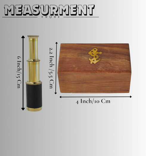 6-Inch Brass Telescope with Wooden Case - Perfect for Pirate Adventures