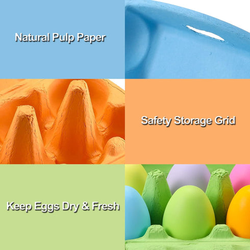 LayHyand Dozen 30 Pack, 6 Count 30 Half Egg Cartons Colorful Blank Natural Pulp Egg Holder for Chicken Eggs Reusable