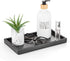 Bathroom Vanity Tray, Black Ceramic Organizer Tray for Counter, Rectangle Soap Dispenser Tray for Bathroom and Kitchen