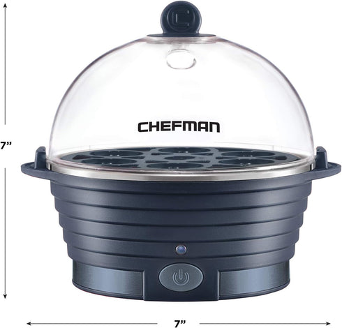 Chefman Electric Egg Cooker Boiler, Rapid Poacher, Makes Up To 6 Hard, Medium or Soft Boiled Eggs, BPA-Free