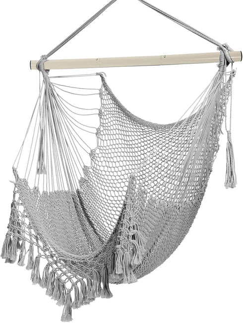Hammock ChairMax 330lbs, Large Hanging Chair, Soft Cotton Rope Swing Chair with