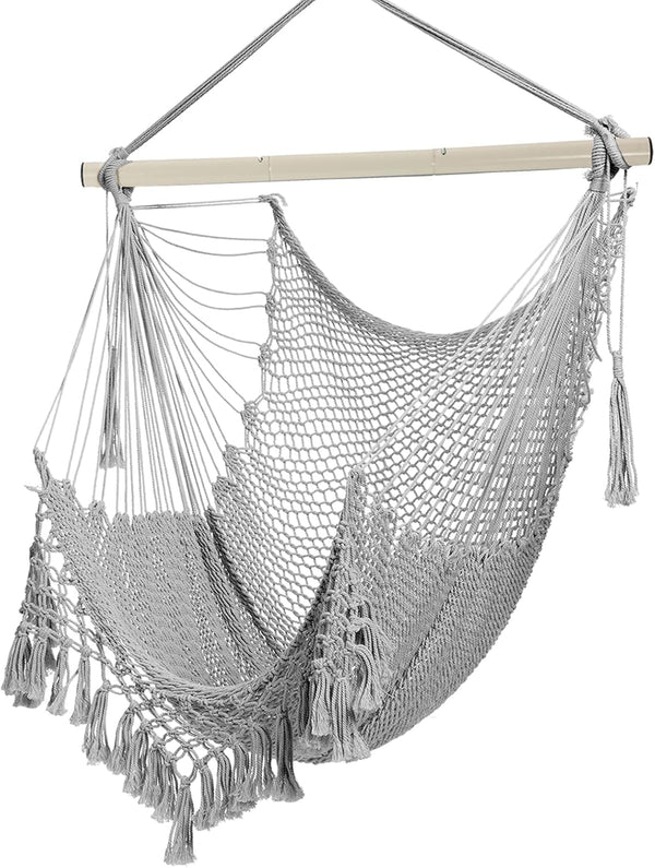 Hammock ChairMax 330lbs, Large Hanging Chair, Soft Cotton Rope Swing Chair with